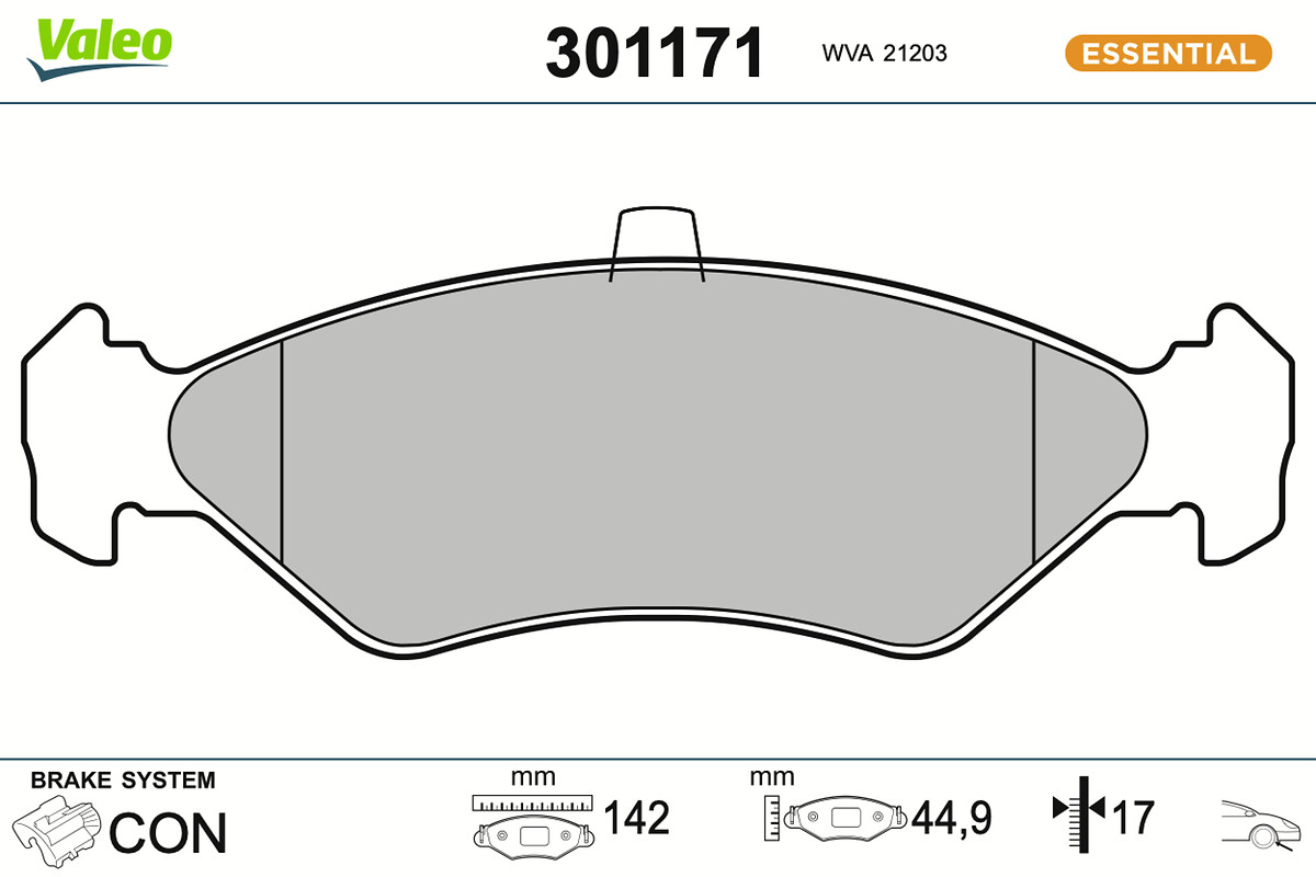 Jeu de 4 plaquettes de frein VALEO ref. 301171